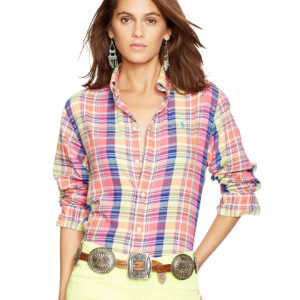 SHRT ID 008 -Women Long Sleeved Plaid Shirt Red