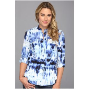 SHRT ID 010 -Women’s LS Arabesque Tie Dye Print Woven Shirt